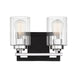 Redmond 2-Light Bath Vanity in Matte Black with Polished Chrome Accents