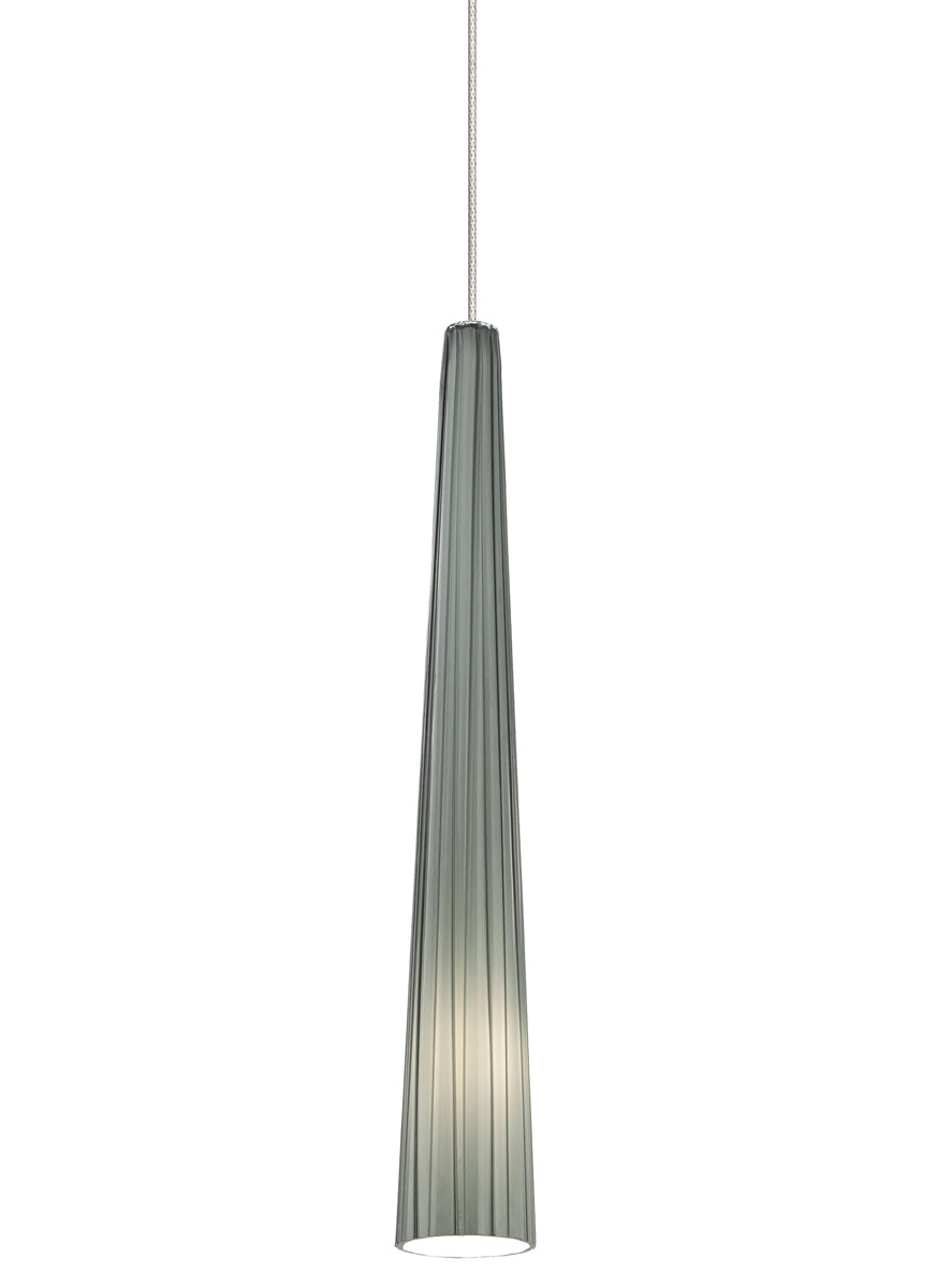 Zenith Small Pendant in Satin Nickel with Smoke