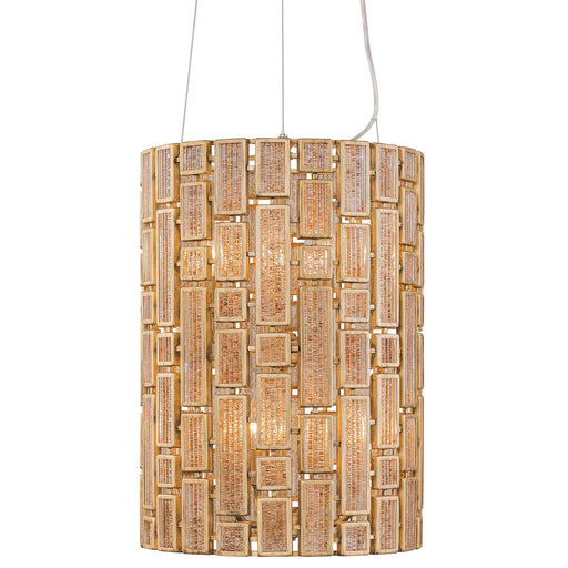Harlowe 6-Light Foyer Pendant in Havana Gold with Recycled Brown Textured Ice Glass - Lamps Expo