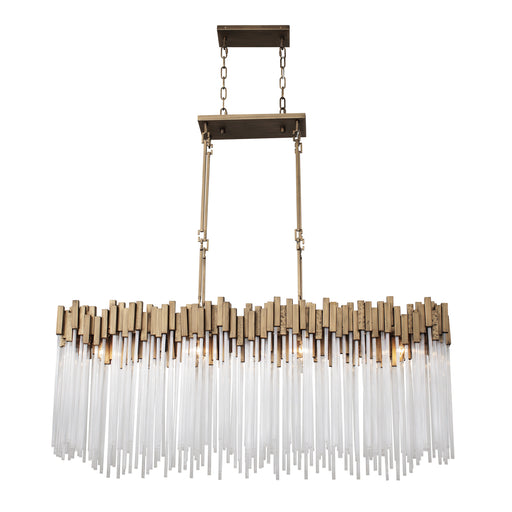 Matrix 8-Light Linear Pendant in Havana Gold with Clear Fluted Glass - Lamps Expo