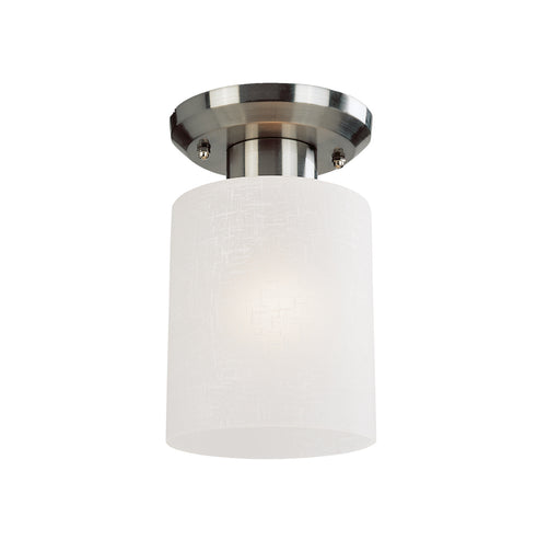 Cobalt 1-Light Flush Mount in Brushed Nickel with White Linen Glass - Lamps Expo