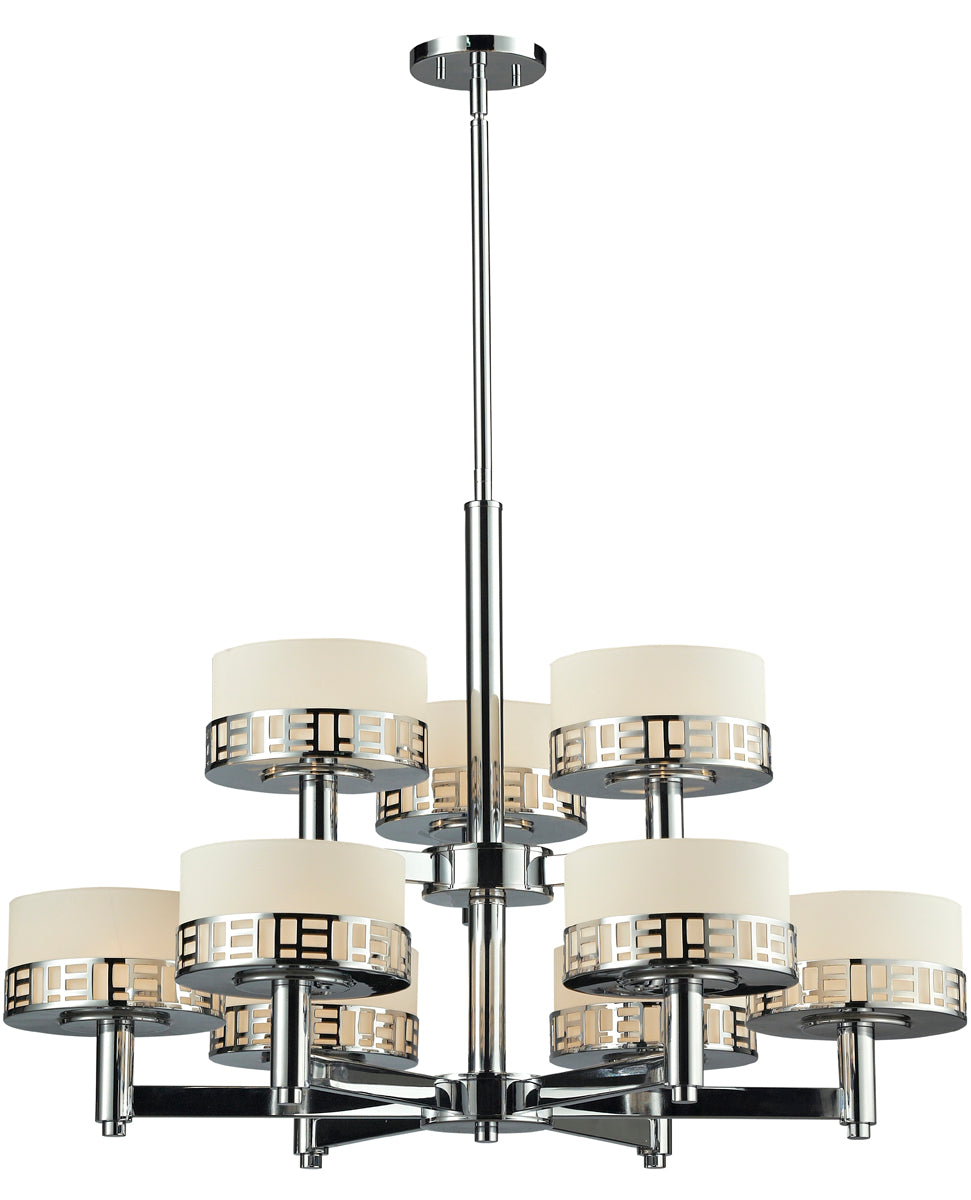 Elea 9-Light Chandelier in Chrome with Matte Opal Glass - Lamps Expo