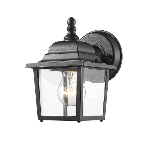 Waterdown 1-Light Outdoor Wall-Light in Black with Clear Beveled Glass - Lamps Expo