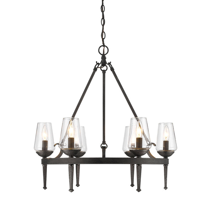 Marcellis 6-Light Chandelier in Dark Natural Iron with Clear Glass - Lamps Expo