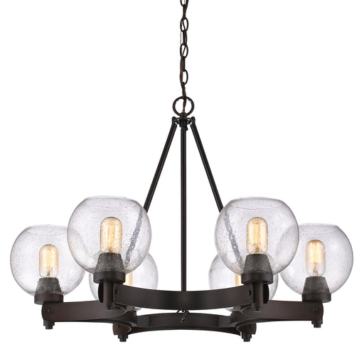 Galveston 6-Light Chandelier in Rubbed Bronze with Seeded Glass - Lamps Expo
