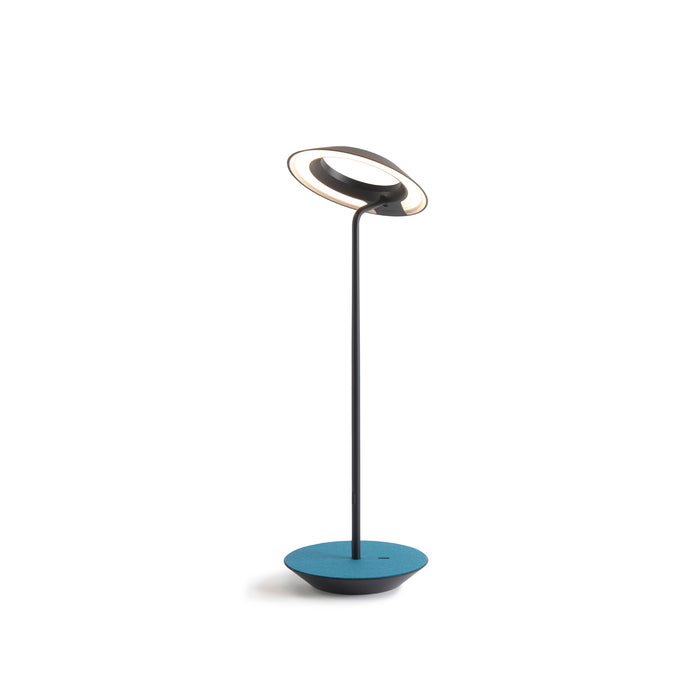 Royyo Desk Lamp, Matte Black body, Azure Felt base plate