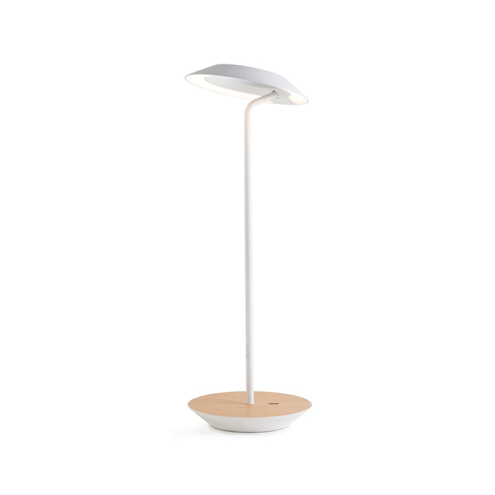 Royyo Desk Lamp, Matte White body, White Oak base plate
