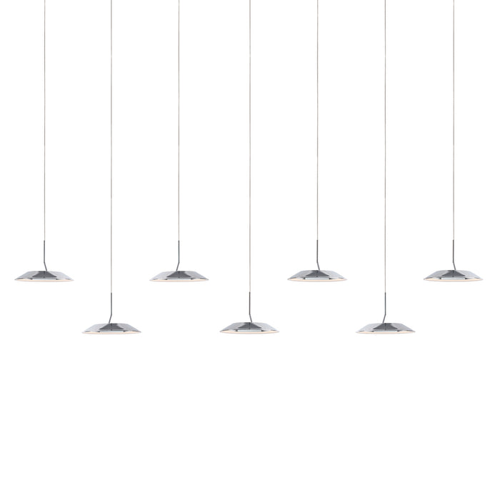 Royyo Pendant (linear with 7 pendants), Chrome, Matte White Canopy