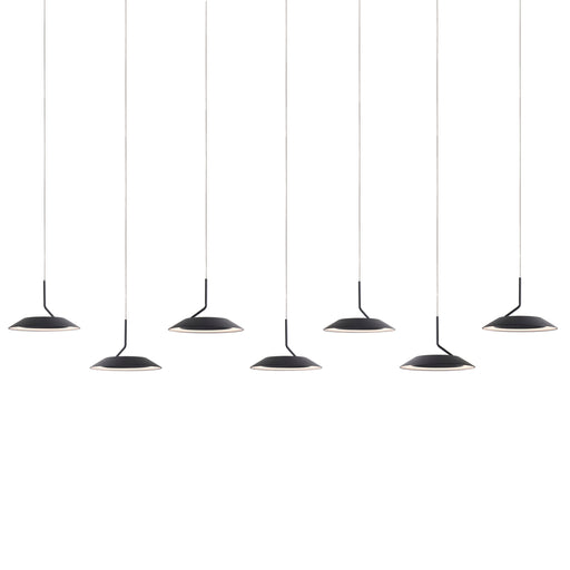 Royyo Pendant (linear with 7 pendants), Matte Black, Matte Black Canopy