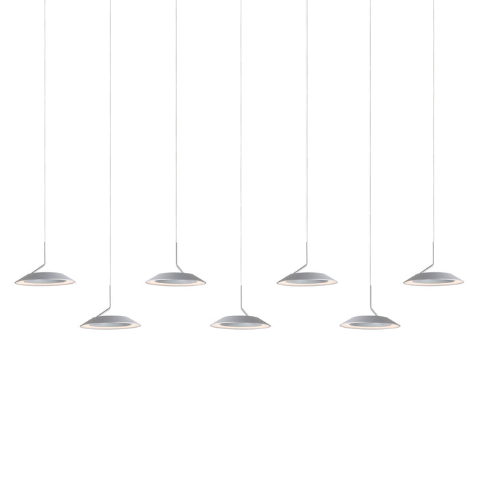 Royyo Pendant (linear with 7 pendants), Silver, Silver Canopy