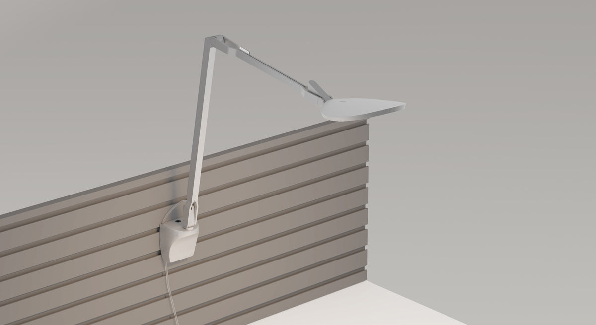 Splitty Reach Desk Lamp with slatwall mount
