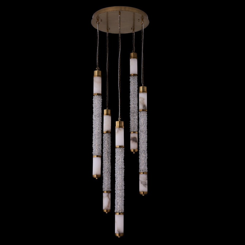 Tubo LED Pendant in True Brass