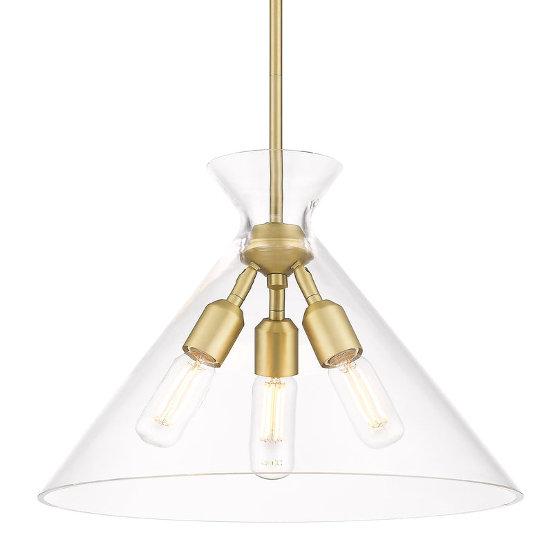 Malta 3-Light Pendant in Brushed Champagne Brass
