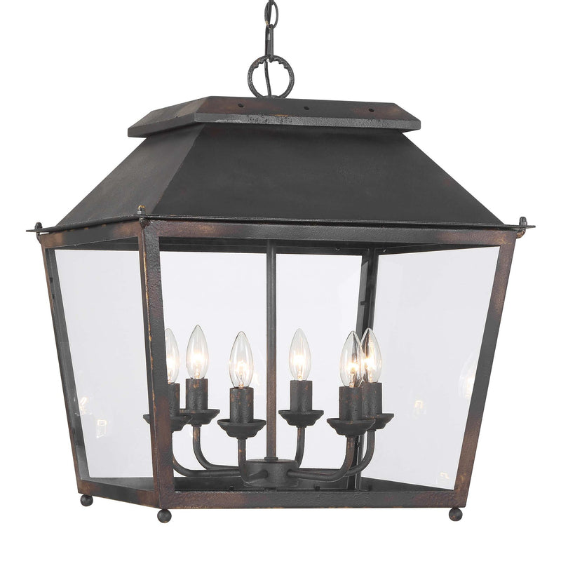 Abingdon 6-Light Lantern Pendant in Antique Black Iron
