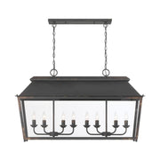 Abingdon 8-Light Linear Pendant in Antique Black Iron