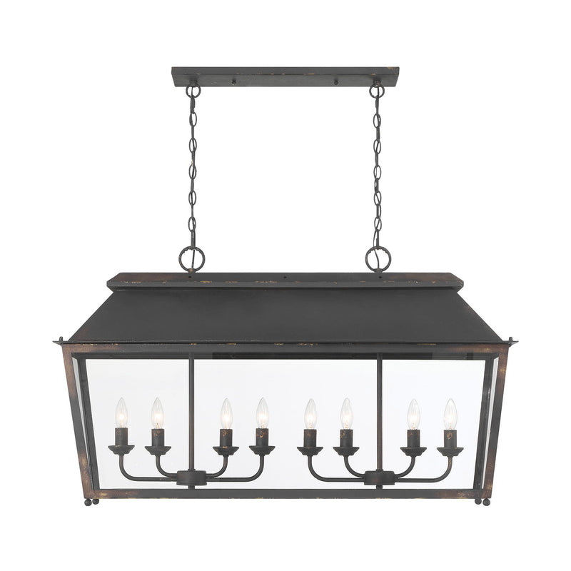 Abingdon 8-Light Linear Pendant in Antique Black Iron