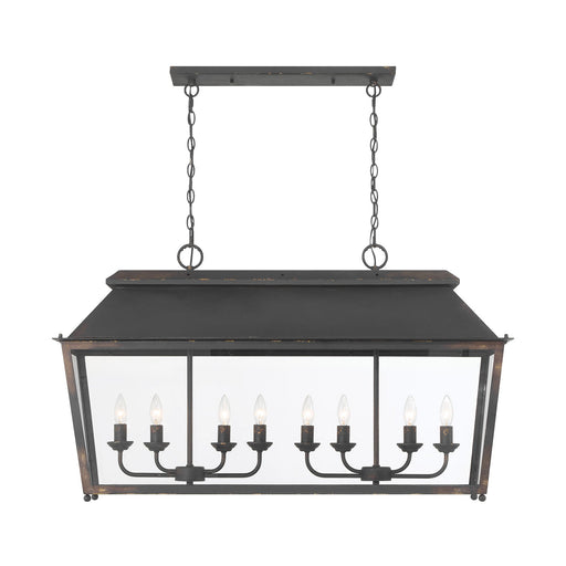 Abingdon 8-Light Linear Pendant in Antique Black Iron