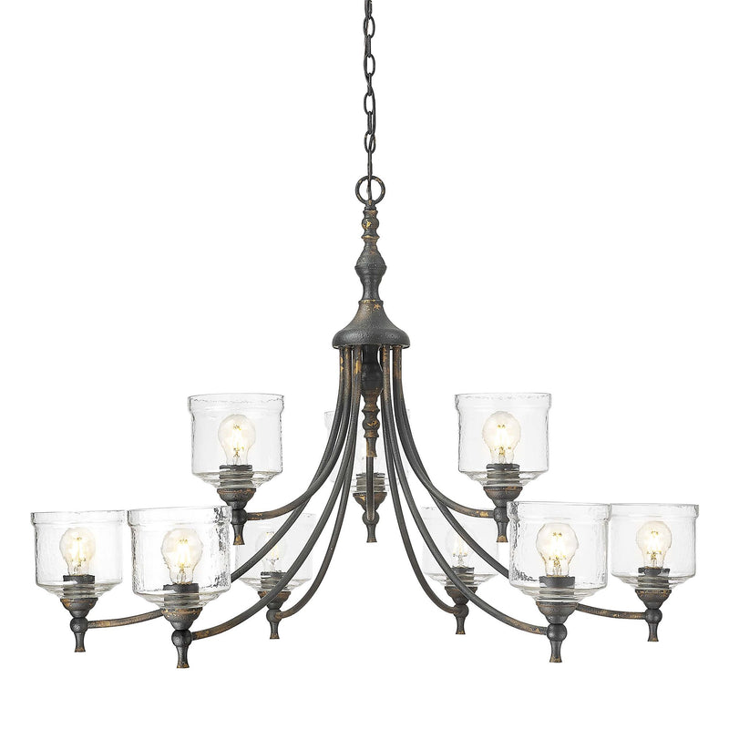 Keating 9-Light Chandelier in Antique Black Iron
