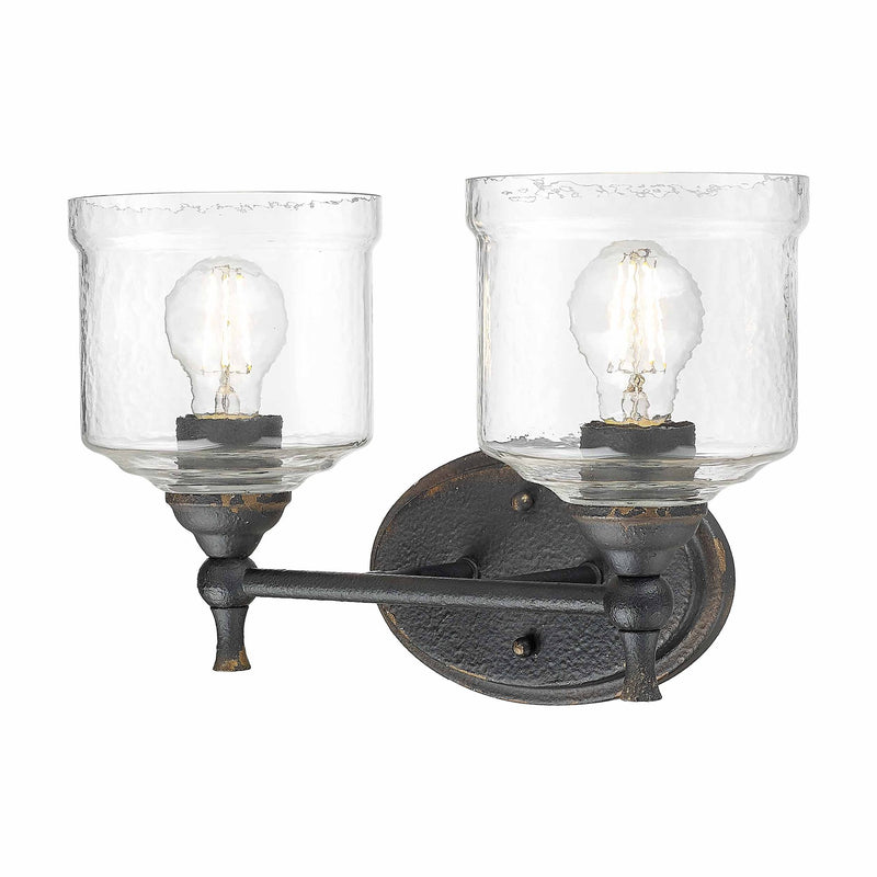 Keating 2-Light Bath Vanity Light in Antique Black Iron