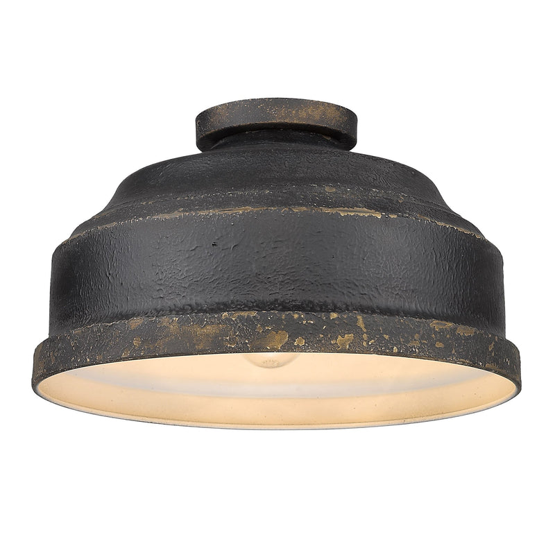Keating 3-Light Flush Mount in Antique Black Iron