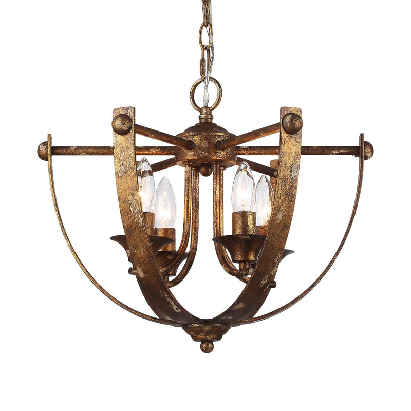 Victoria 4-Light Caged Chandelier in Heirloom Gold