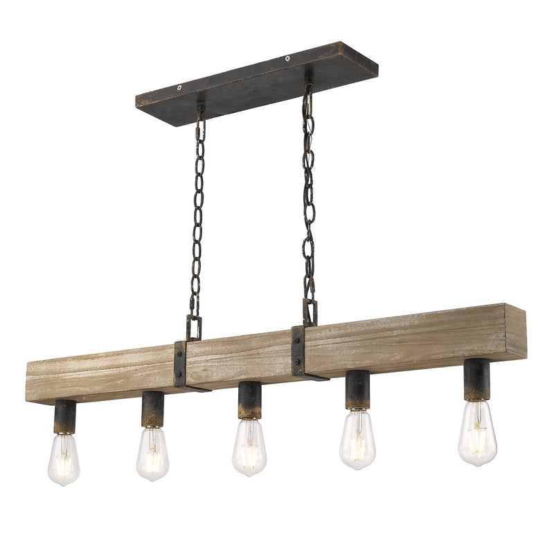 Garrett 5-Light Linear Pendant in Antique Black Iron