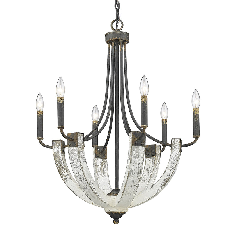Elwood 6-Light Chandelier in Antique Black Iron