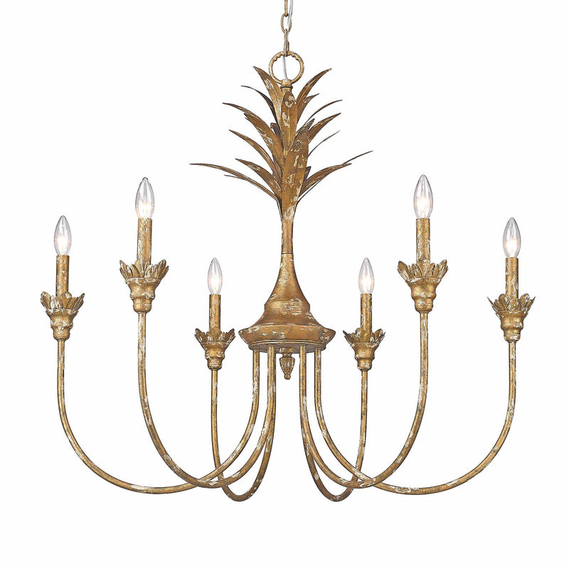 Lillianne 6-Light Chandelier in Heirloom Gold