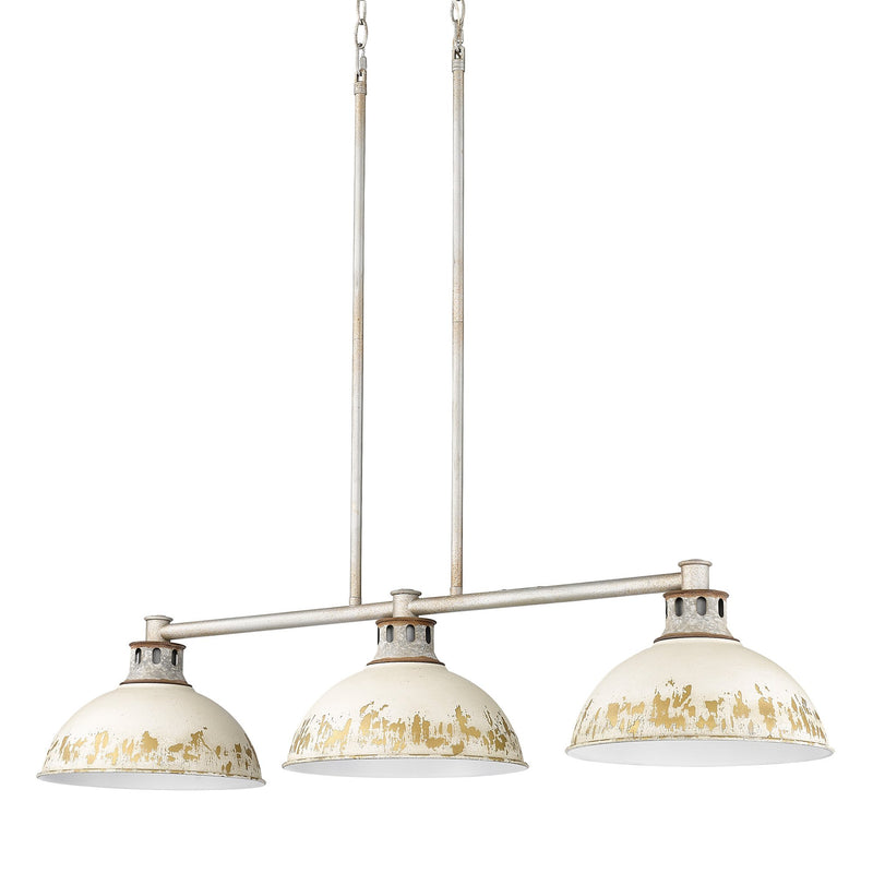 Kinsley 3-Light Linear Pendant in Aged Galvanized Steel