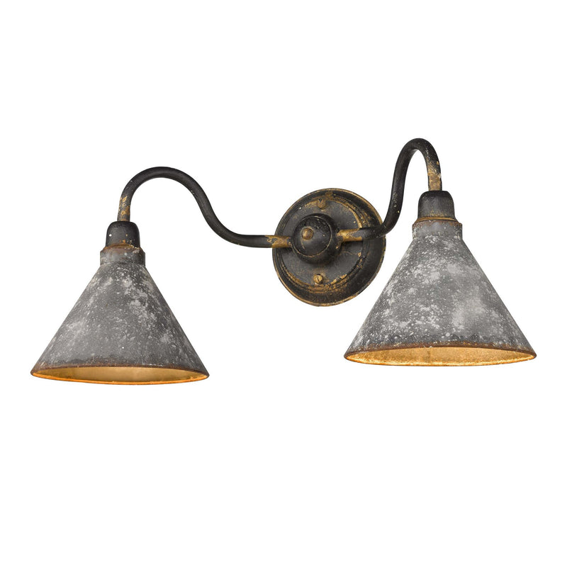 Jasper 2-Light Bath Vanity Light in Antique Black Iron