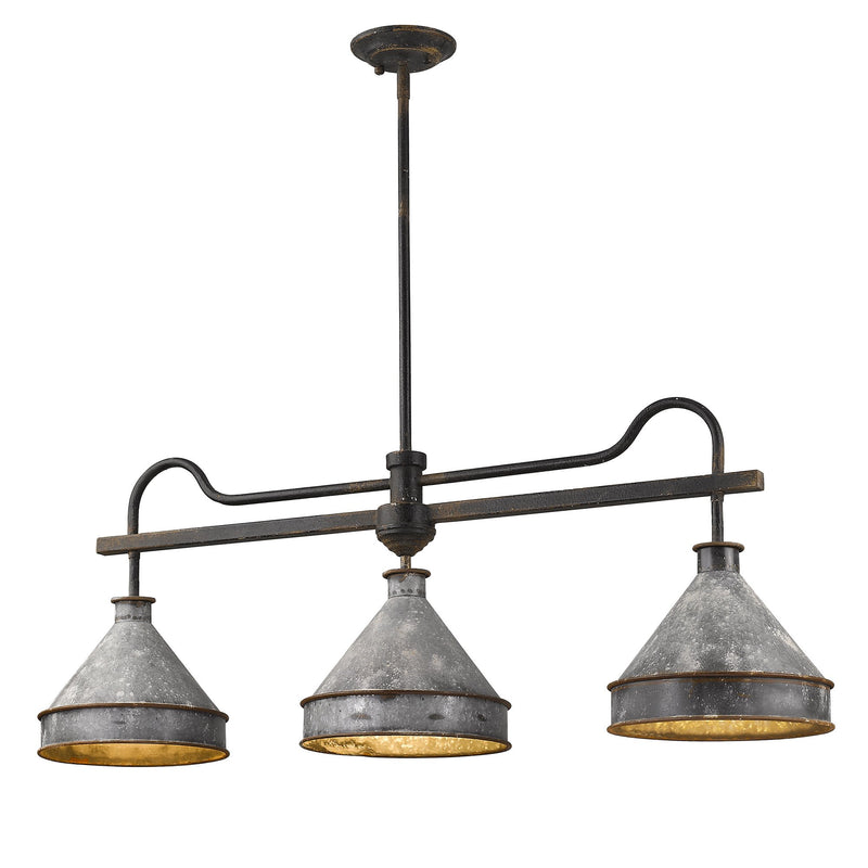 Jasper 3-Light Linear Pendant in Antique Black Iron