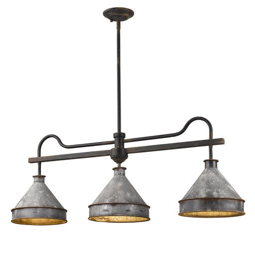 Jasper 3-Light Linear Pendant in Antique Black Iron