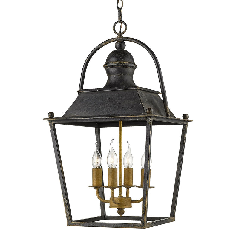 Christoff 4-Light Lantern Pendant in Antique Black Iron