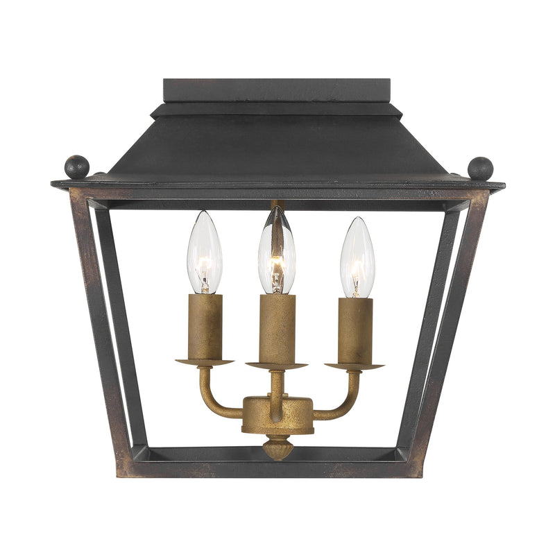 Christoff 3-Light Flush Mount in Antique Black Iron