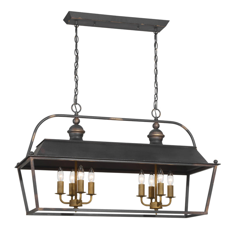 Christoff 8-Light Linear Pendant in Antique Black Iron