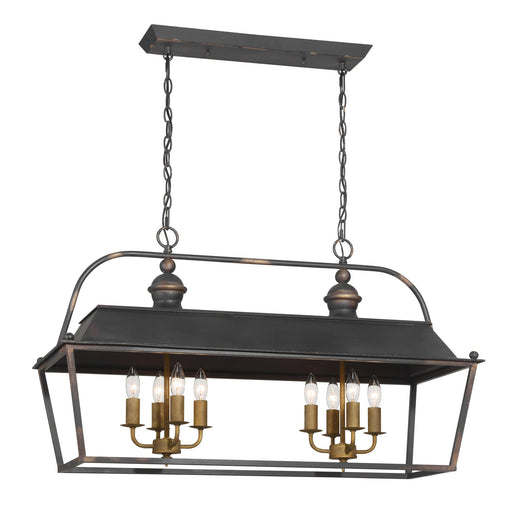 Christoff 8-Light Linear Pendant in Antique Black Iron