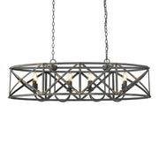 Alcott 8-Light Linear Pendant in Antique Black Iron