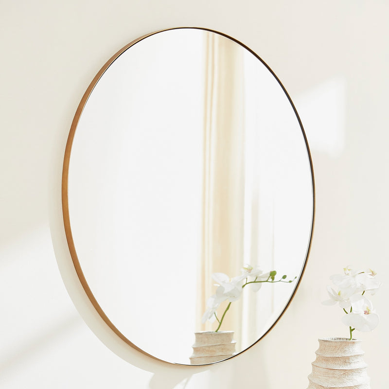 36" Round Mirror in Gold