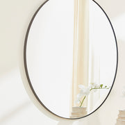 36" Round Mirror in Matte Black
