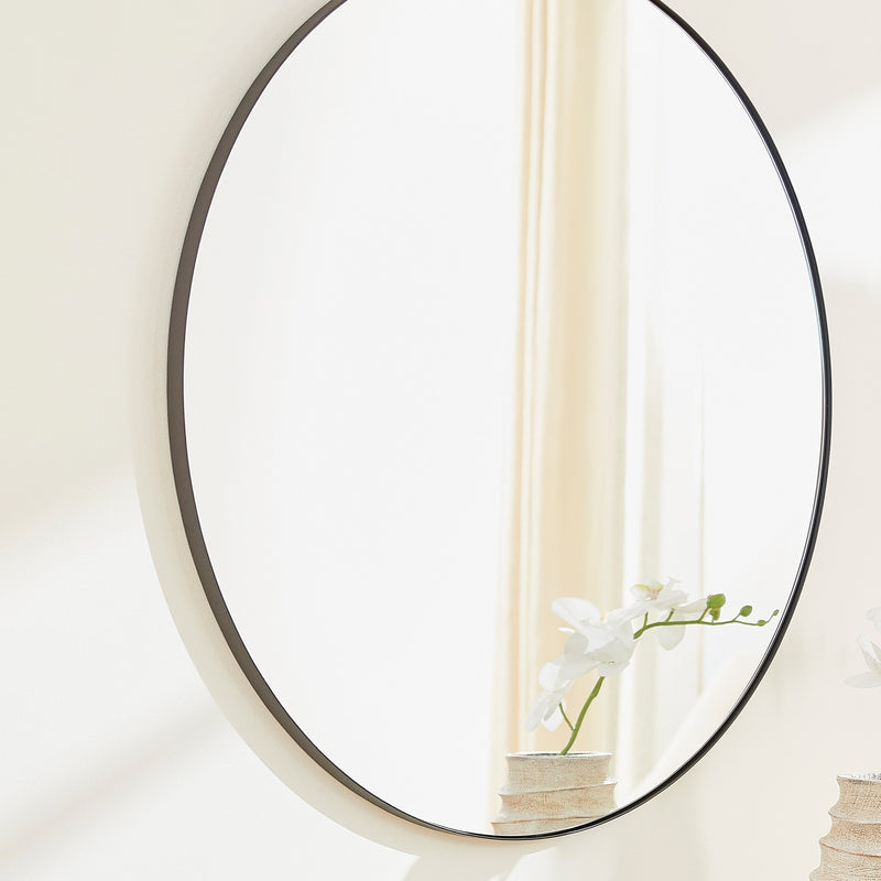 36" Round Mirror in Matte Black
