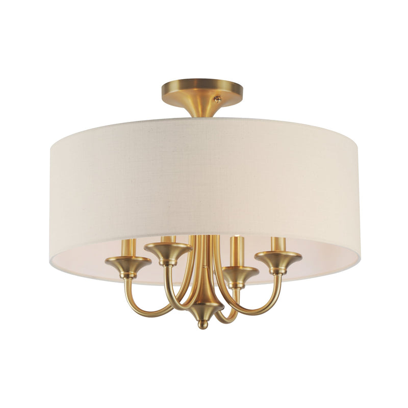 Bongo 4 Light Semi-Flush Mount in Natural Aged Brass