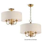 Bongo 4 Light Semi-Flush Mount in Natural Aged Brass
