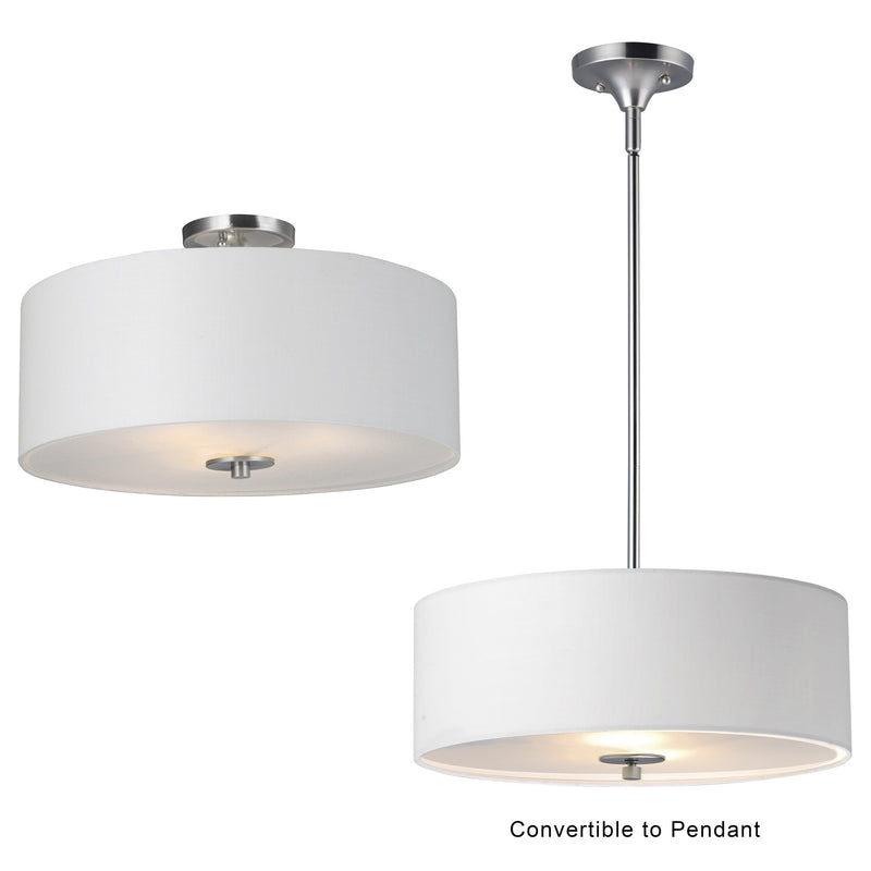 Bongo 3 Light Semi-Flush Mount in Satin Nickel