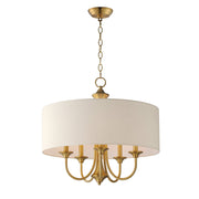 Bongo 5 Light Chandelier in Natural Aged Brass