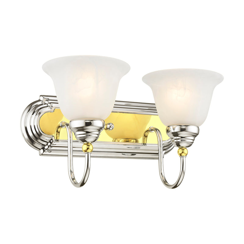 Belmont 2-Light Bath Vanity Light in Polished Chrome & Polished Brass