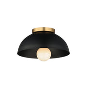 Thelonious 12" Flush Mount in Black / Natural Aged Brass