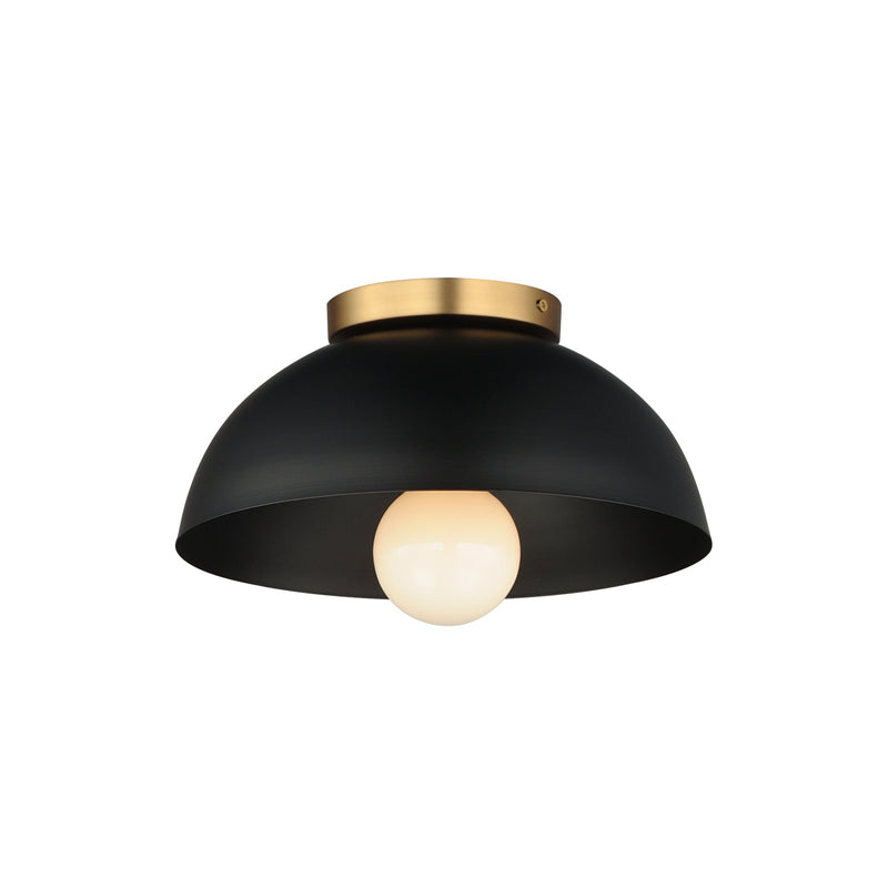 Thelonious 12" Flush Mount in Black / Natural Aged Brass