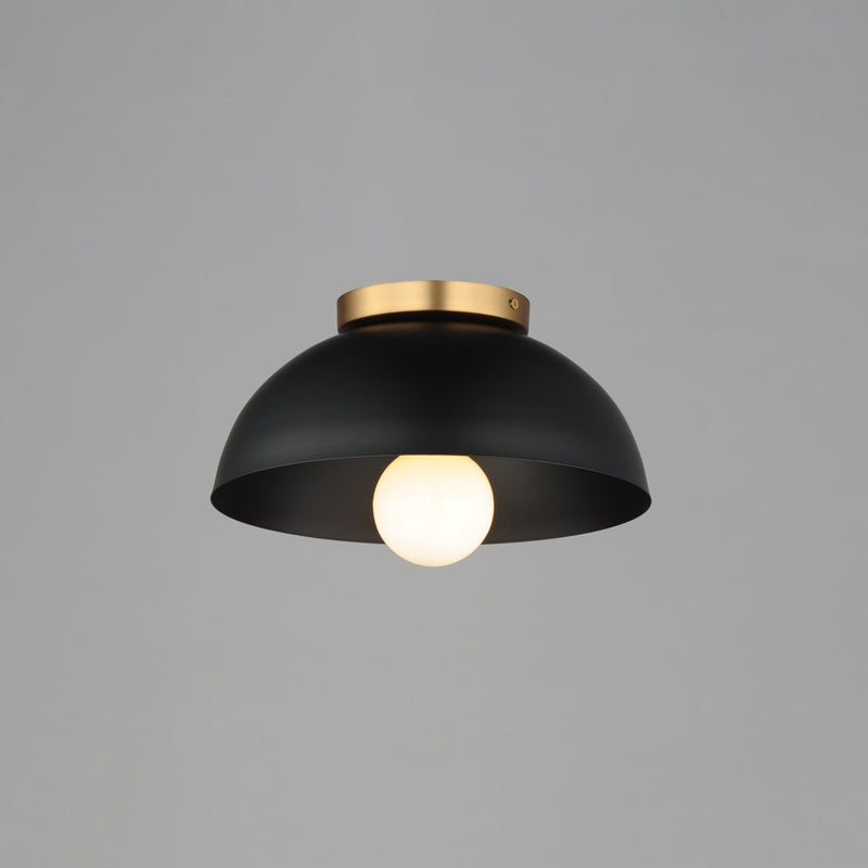 Thelonious 12" Flush Mount in Black / Natural Aged Brass