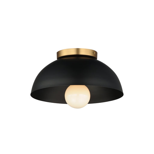 Thelonious 12" Flush Mount in Black / Natural Aged Brass