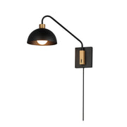 Thelonious 1 Light Swing Arm Wall Lamp in Black / Natural Aged Brass